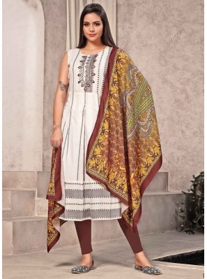 Cotton White Party Wear Kurti