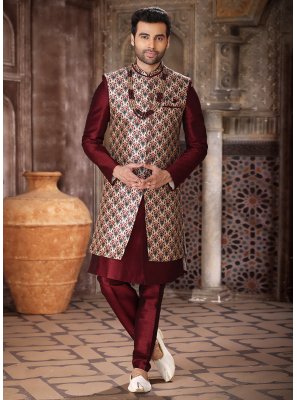 Cream and Magenta Color Indo Western