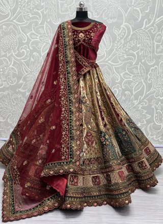 Buy Cream with Maroon Color Silk Lehenga Choli Online - LLCV00811 | Andaaz  Fashion