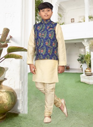 Cream and Purple Jute Mehndi Kurta Payjama With Jacket
