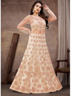 Cream Embroidered Designer Salwar Suit