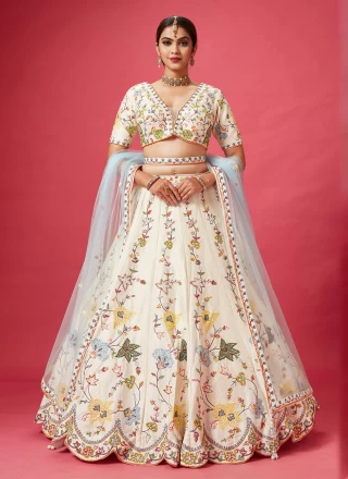 White Engagement Sequin & Bead work Lehenga: Bridal Reception Outfit – B  Anu Designs
