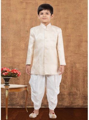 Cream Jacquard Silk Ceremonial Indo Western