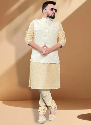 Cream Woven Nehru Jackets