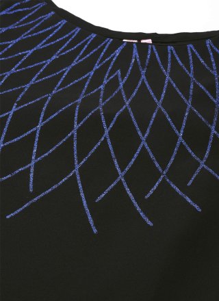 Crepe Silk Printed Floor Length Kurti in Black