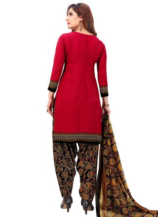 Crepe Silk Printed Straight Salwar Suit