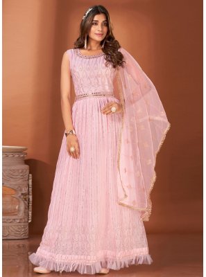 Crush Mirror Floor Length Gown in Pink