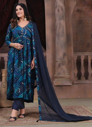 Delectable Blue Rayon Salwar Suit
