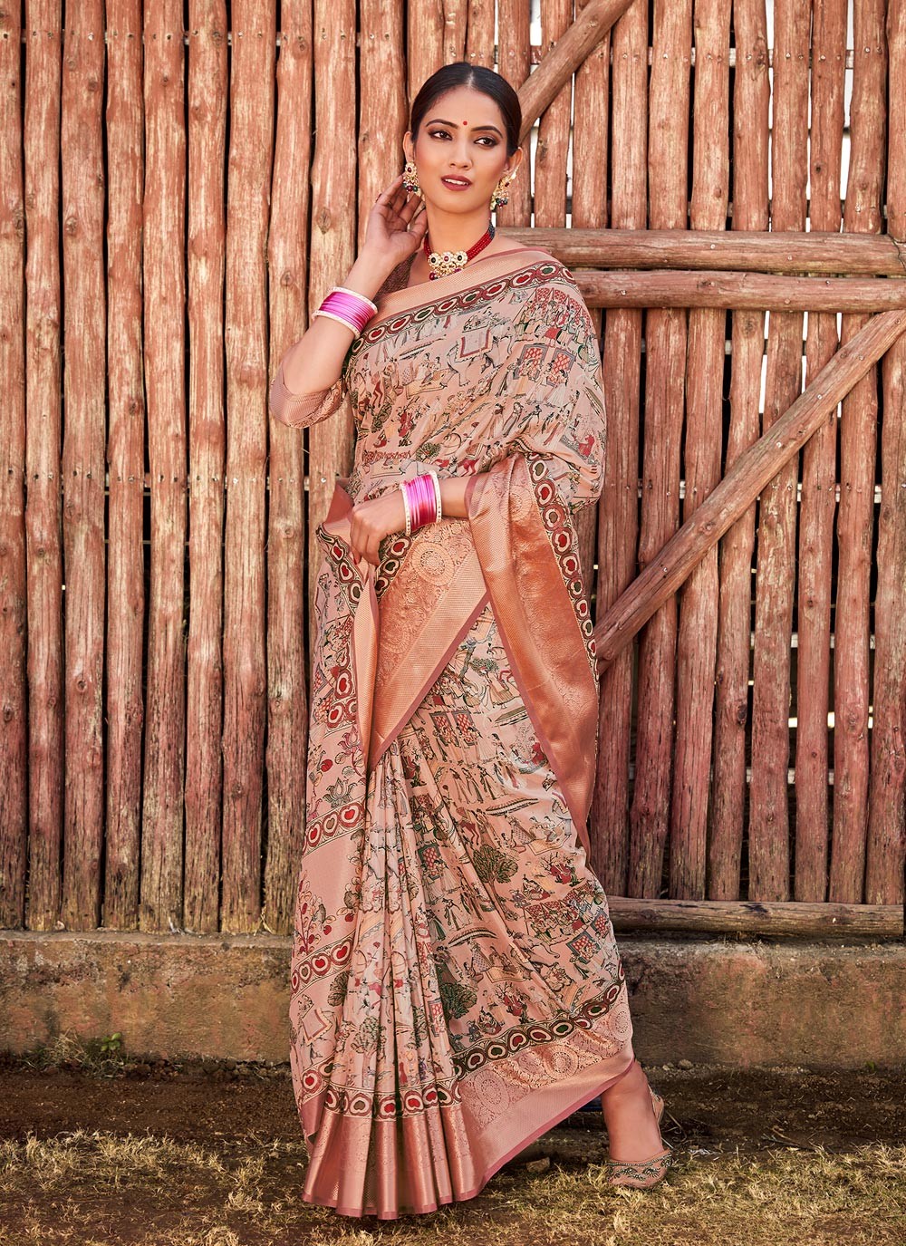 Designer Contemporary Saree Digital Print Silk in Pink