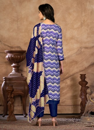 Designer Cotton Blue Salwar Kameez