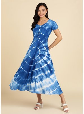 Designer Kurti Printed Rayon in Blue