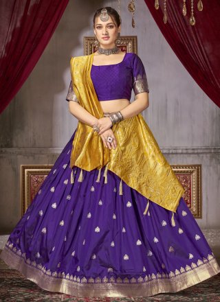 Buy Blue Zari Embroidery Raw Silk Wedding Lehenga Choli With Dupatta Online  from EthnicPlus for ₹2499