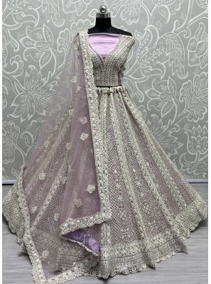 Designer Lehenga Choli Thread Work Net in Lavender