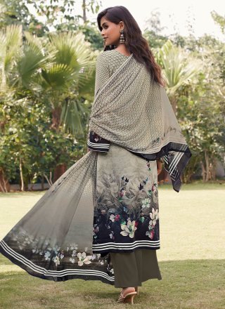 Designer Salwar Suit Digital Print Faux Crepe in Multi Colour