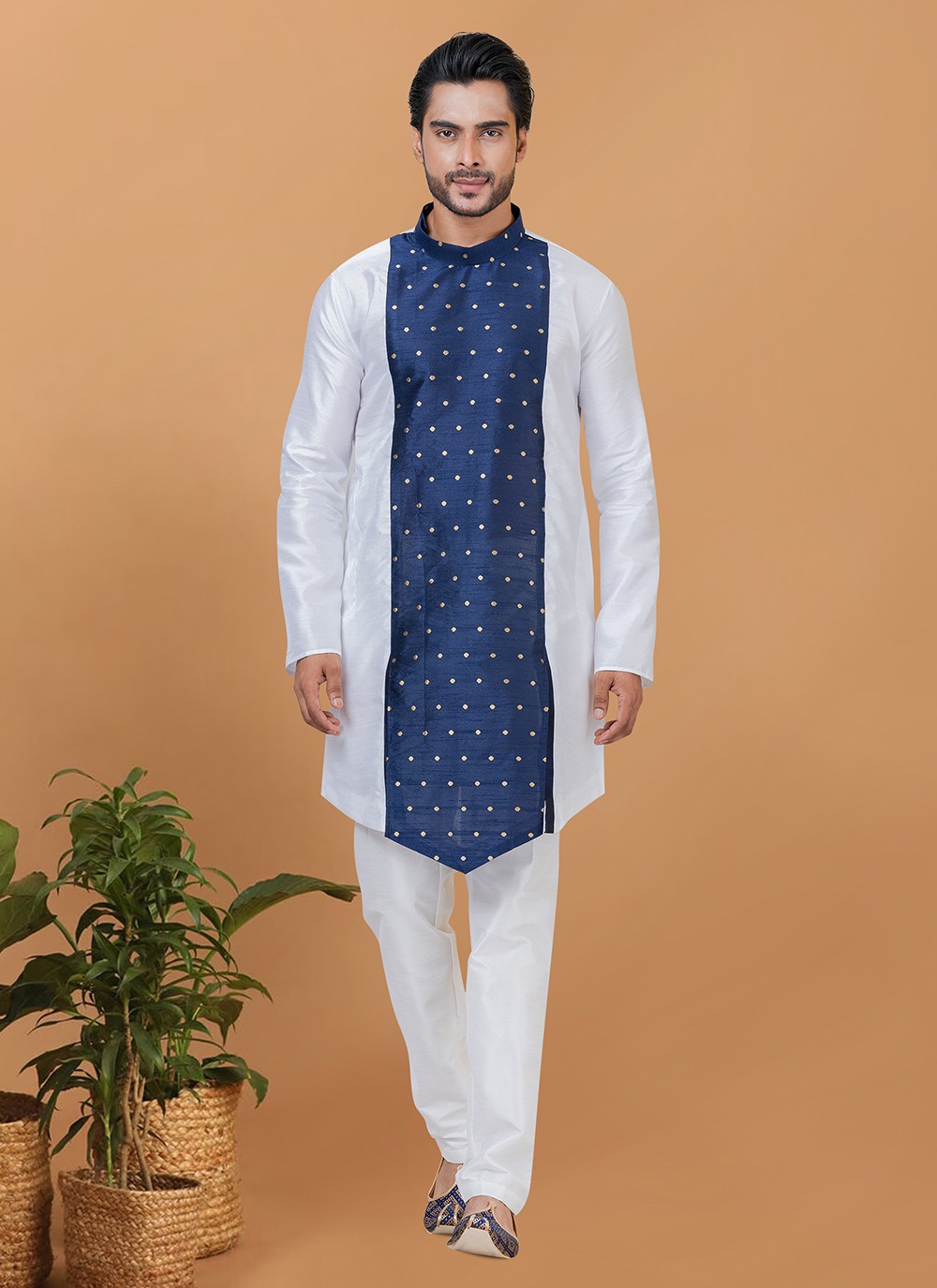 Navy blue discount kurta white pajama