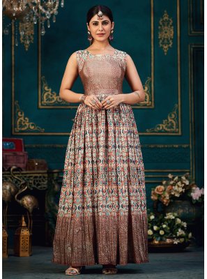 Digital Print Ceremonial Floor Length Gown