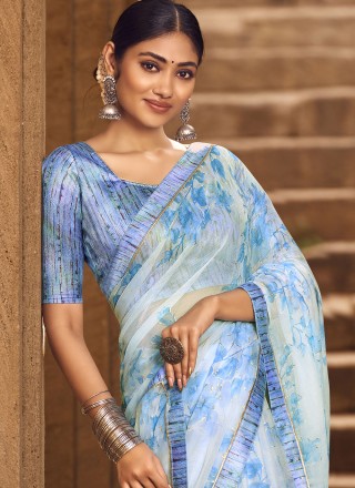 Digital Print Chiffon Contemporary Style Saree
