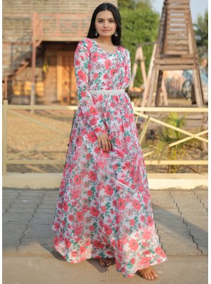 Digital Print Faux Georgette Readymade Gown