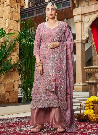 Digital Print Lavender Georgette Designer Salwar Kameez