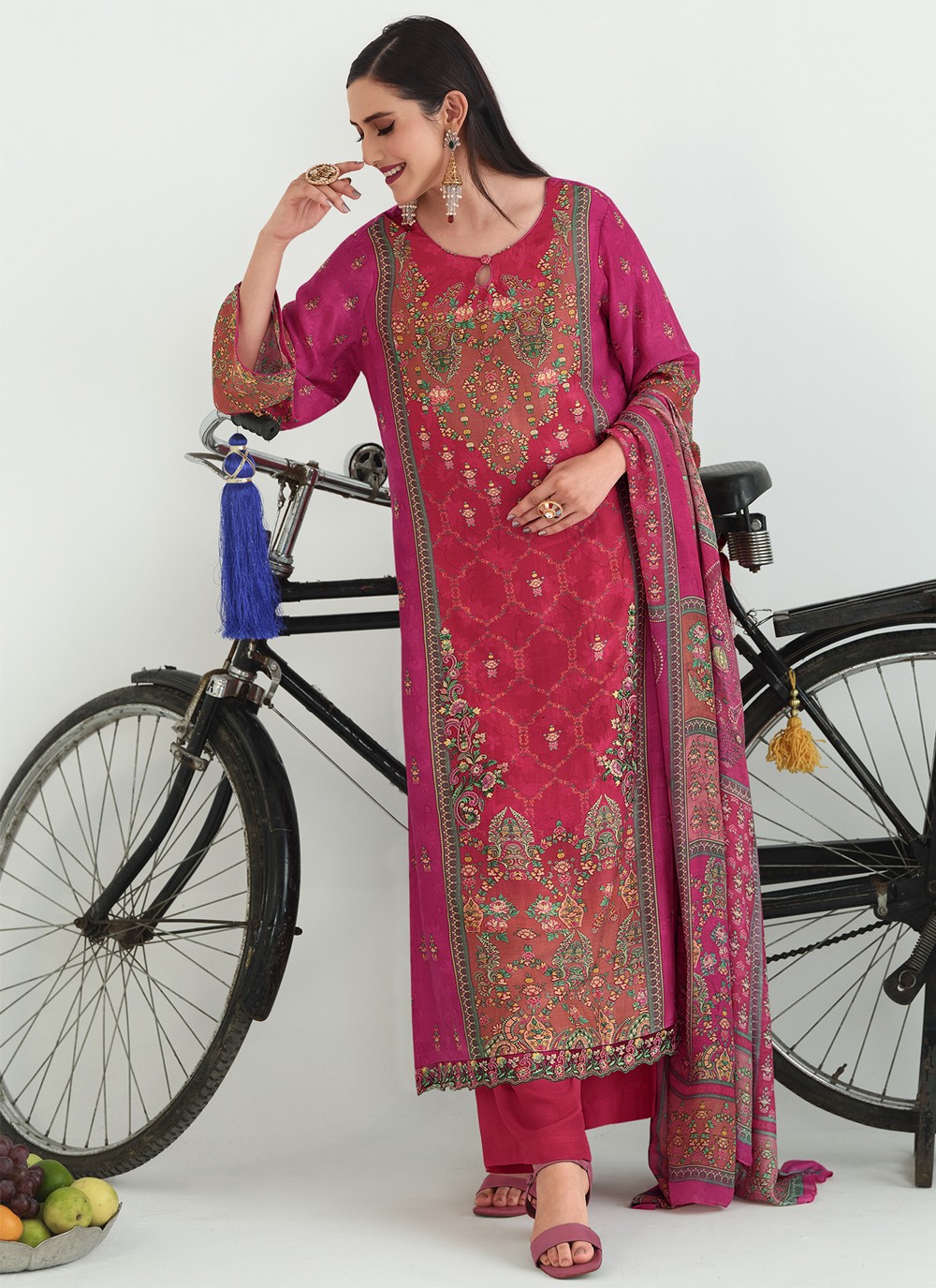 Digital Print Magenta Pashmina Trendy Salwar Suit