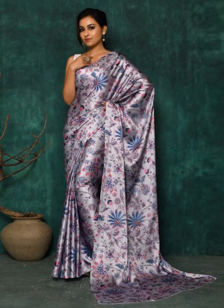 Digital Print Mauve  Classic Designer Saree