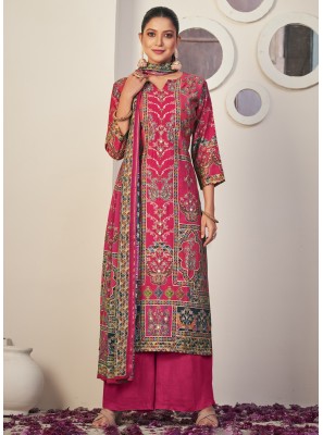 Digital Print Multi Colour Muslin Palazzo Salwar Suit