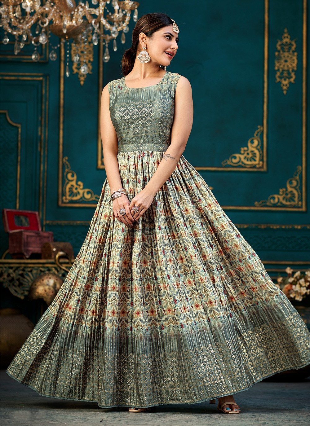 Wedding Wear Designer Heavy Gown With Multi Colour Dupatta. at Rs 2500 |  Bridal Gown in Surat | ID: 18476753897
