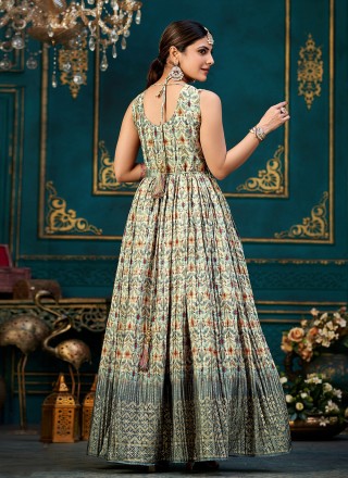 Digital Print Multi Colour Trendy Gown