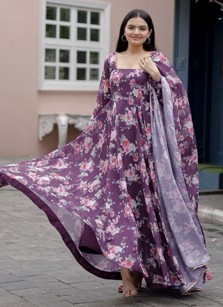 Digital Print Purple Gown