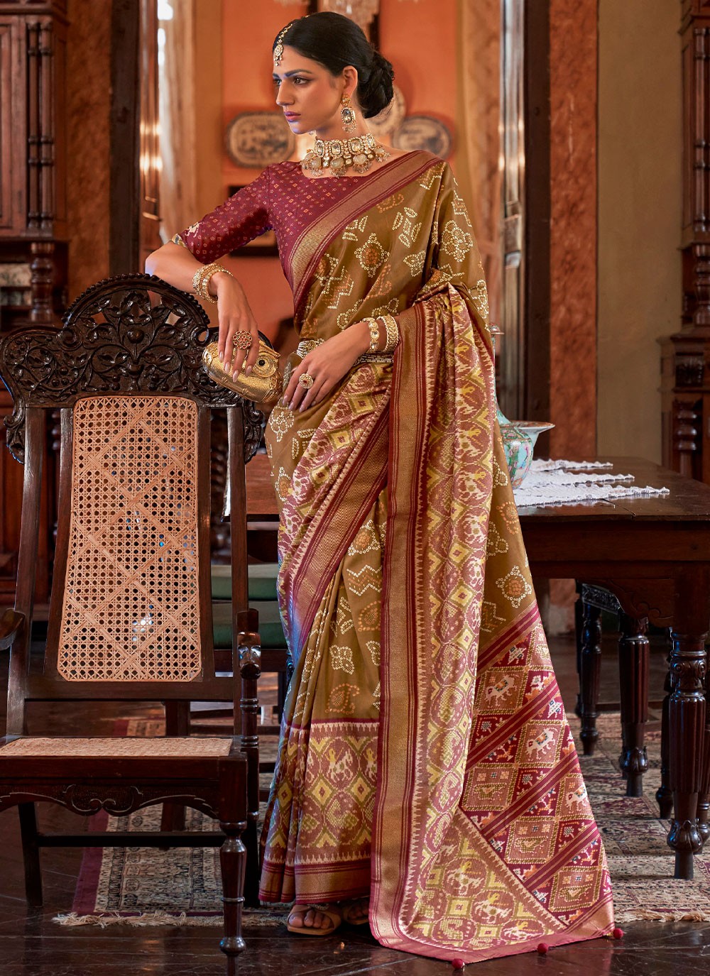 Buy Digital Print Tussar Silk Traditional Saree Online : 250512