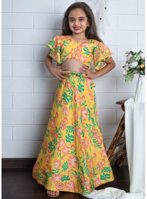 Digital Print Work Multi Colour Chiffon Lehenga Choli