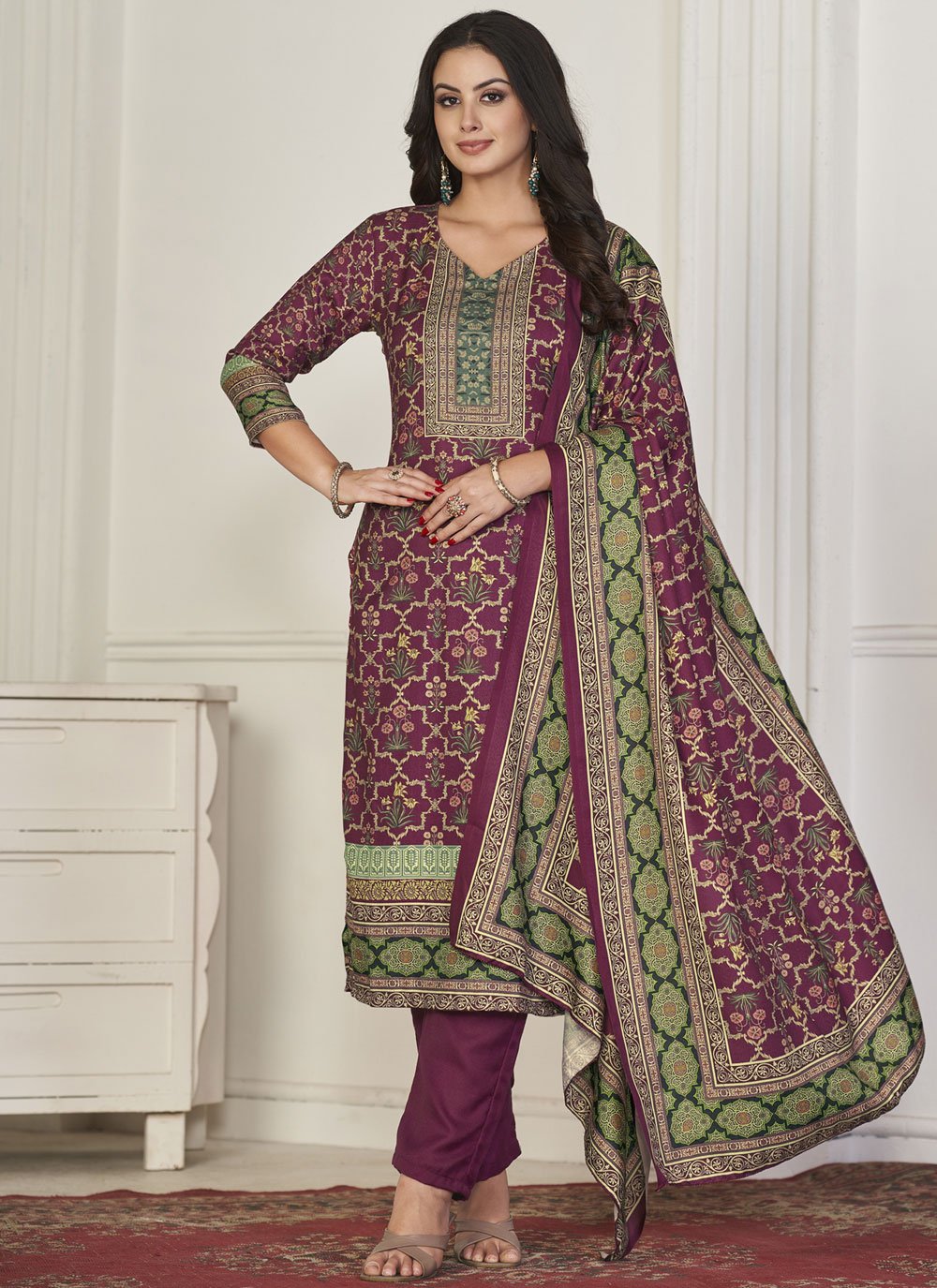 Trending  Pant Style Tussar Silk Kashmiri Salwar Kameez and Pant Style  Tussar Silk Kashmiri Salwar Suit Online Shopping