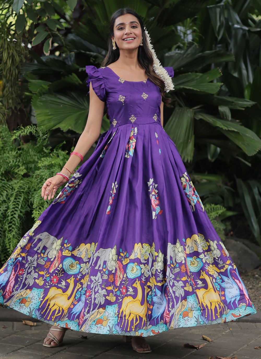 Buy Purple Readymade Fancy Designer Party Wear Net Gown
