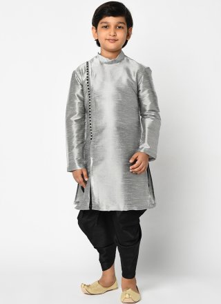 Dignified Grey Dupion Silk Dhoti Kurta