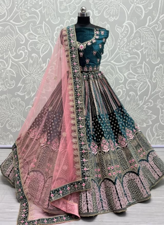 Net Lehenga with Diamond Work