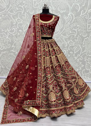 Off White Floral Organza Lehenga Choli With Dupatta Latest 2297LG01