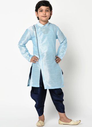 Dupion Silk Dhoti Kurta In Aqua Blue