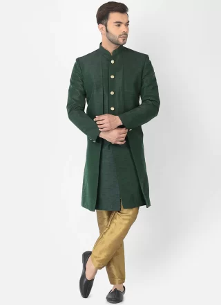 Dupion Silk Indo Western In Green