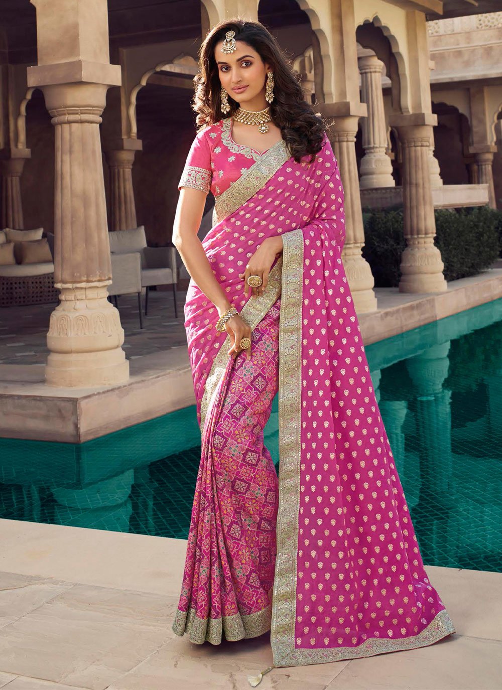 Fashionable Floral Pink Silk Saree With Blouse for Women Indian Outfit Saree  for Usa Women Sabyasachi Sarees, Bollywood Saree for Festive - Etsy