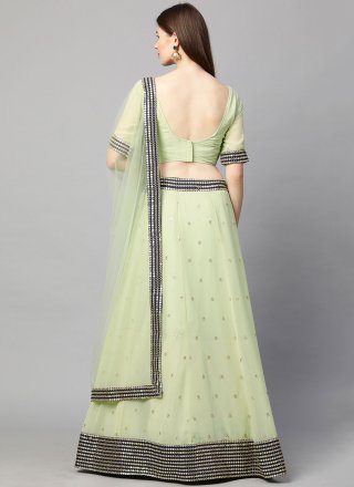Embroidered and Sequins Work Georgette Lehenga Choli In Green for Ceremonial