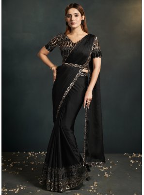 Embroidered Black Contemporary Saree