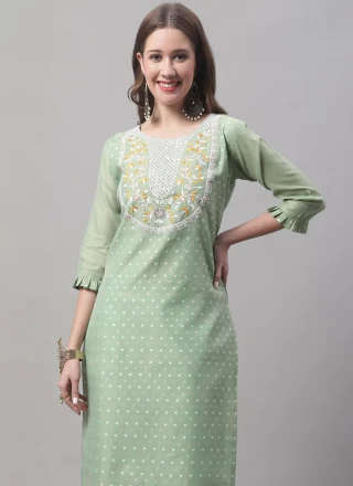 Embroidered Chanderi Trendy Suit in Green
