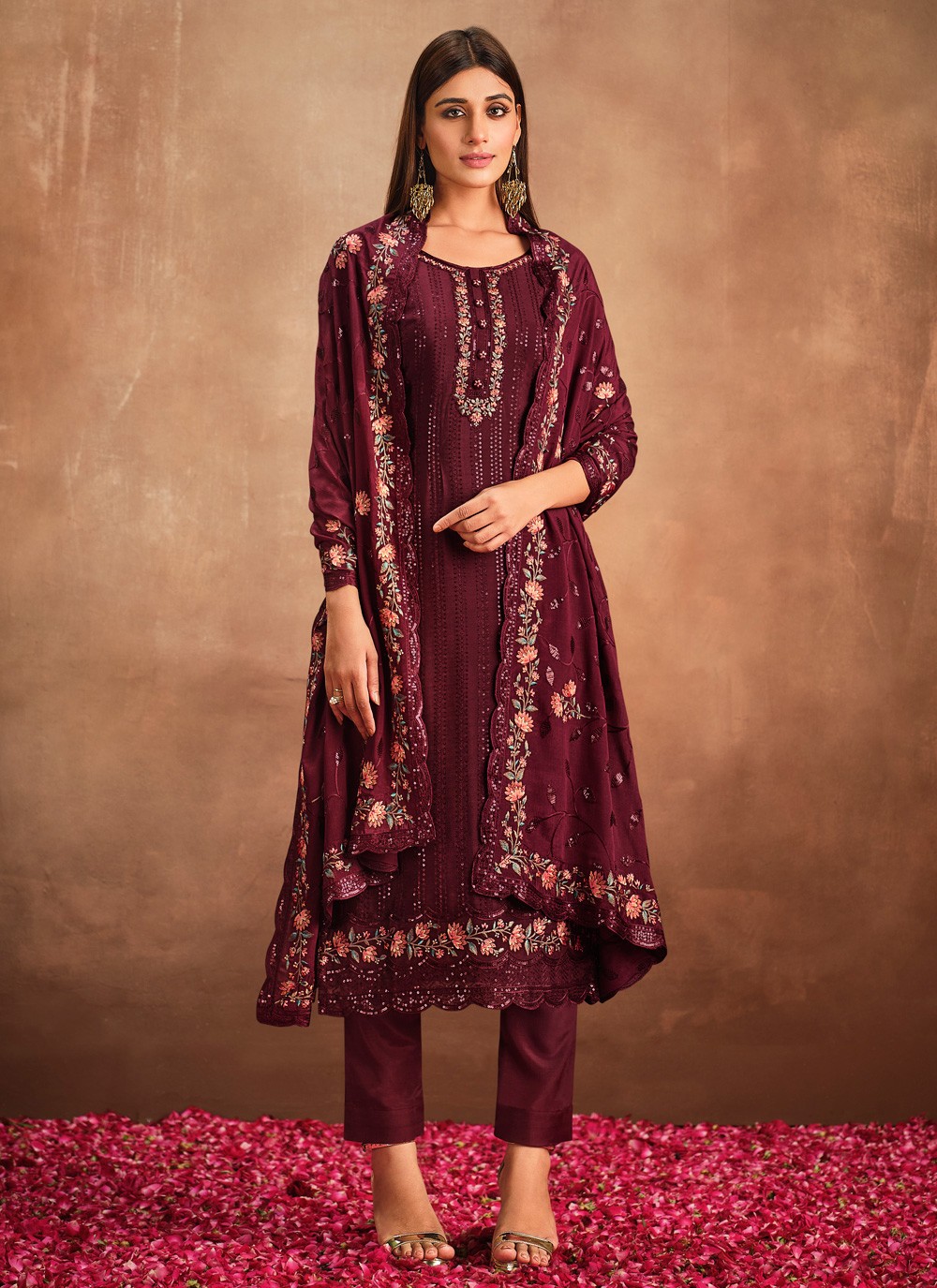 Embroidered Chinon Trendy Salwar Suit