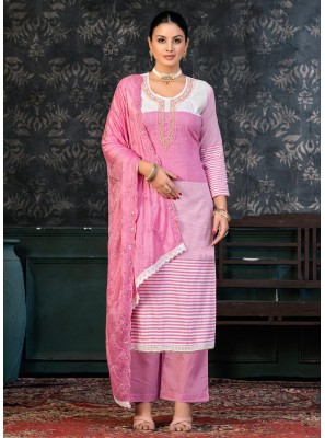 Embroidered Cotton Trendy Salwar Kameez in Pink