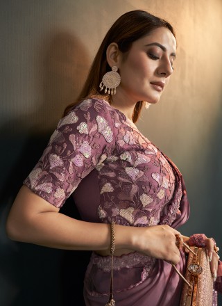Embroidered Faux Crepe Designer Saree