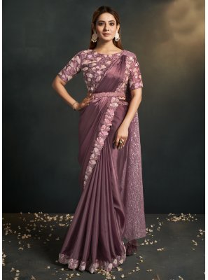 Embroidered Faux Crepe Designer Saree
