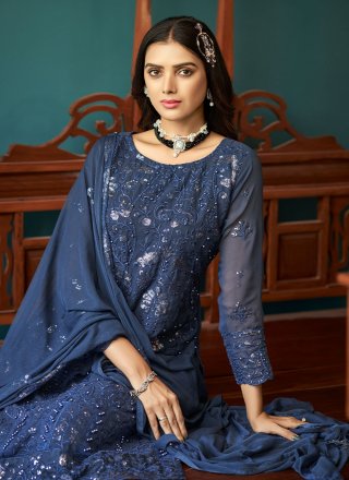Embroidered Faux Georgette Pakistani Salwar Suit