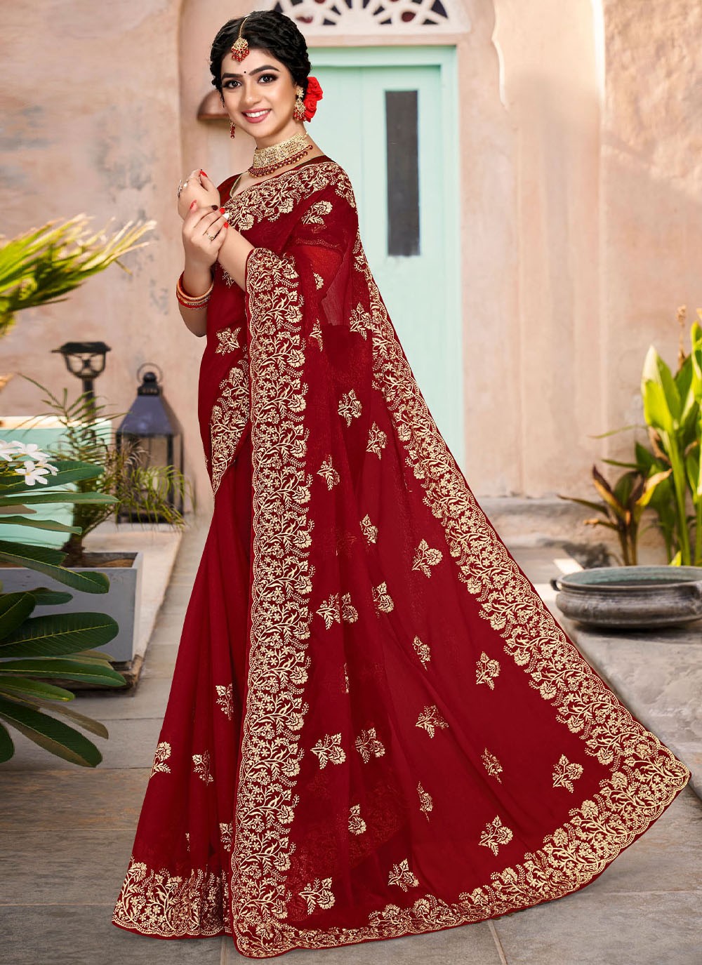 Embroidered Festival Contemporary Style Saree