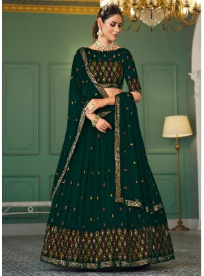 Embroidered Georgette Green Trendy Lehenga Choli