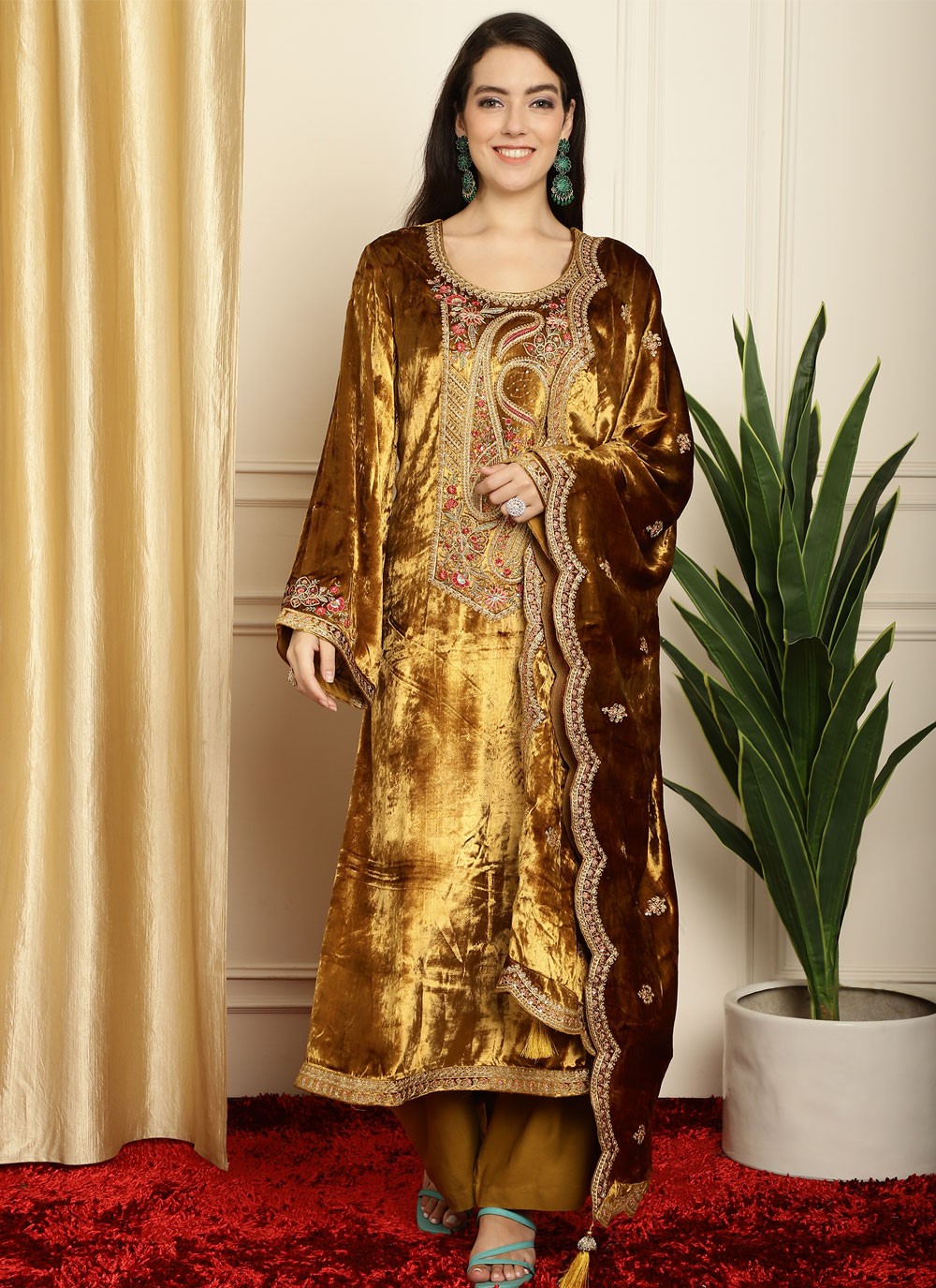 Handmade Rich Golden Salwar Suit - Rana's by Kshitija